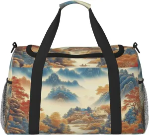 Chinese Landscape Painting Travel Duffel Bag Tote Bag Sports Gym Bag For Women And Men