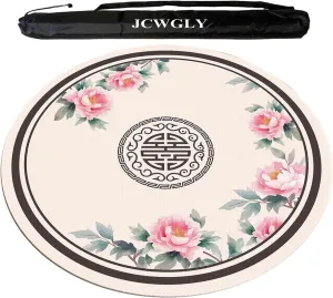 Chinese Round Mahjong Mat for Table, Mute Noise Reduction, Non-Slip Wear-Resistant Tablecloth for Poker Card Board Tile Games， with Carrying Bag(100cm/39.37in)
