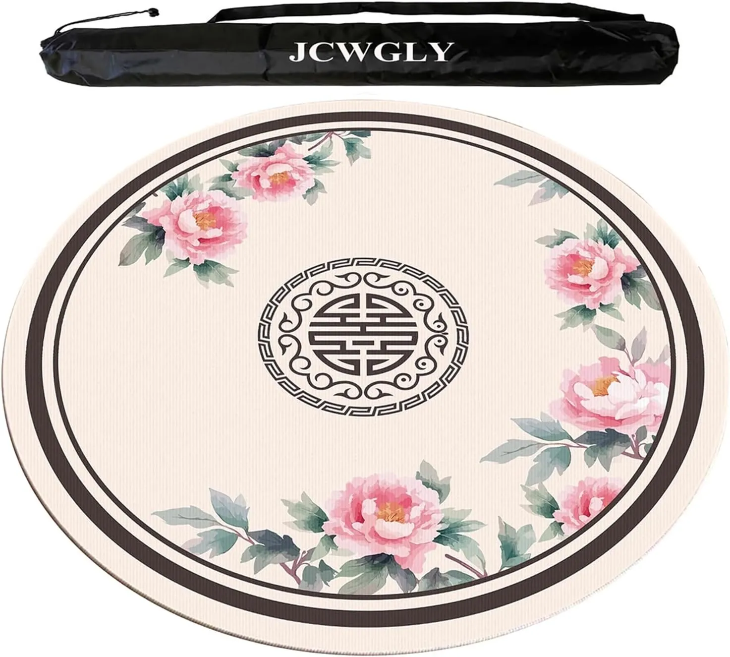 Chinese Round Mahjong Mat for Table, Mute Noise Reduction, Non-Slip Wear-Resistant Tablecloth for Poker Card Board Tile Games， with Carrying Bag(100cm/39.37in)