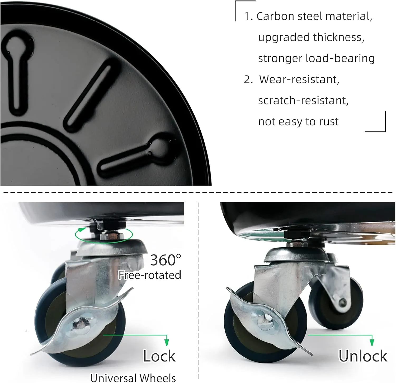 Choclaif Plant Caddy with Wheels, 1 Pack Black Heavy Duty Plant Stand with Universal Wheels, Round Pot Trolley for Indoor Outdoor (20)