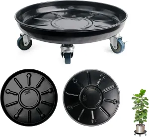 Choclaif Plant Caddy with Wheels,3 Pack Black Heavy Duty Plant Stand with Universal Wheels,Round Pot Trolley for Indoor Outdoor (16.14)