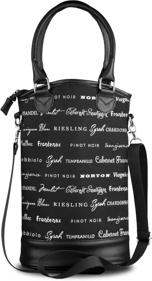 Chris's Stuff Wine Carrier Bag | 2 Bottles Padded Tote with Adjustable Shoulder Straps & Handle | Leak Proof Wine Purse | Wine Tasting, Party, Dinner, Great Christmas Day Gift for Wine Lover - Black