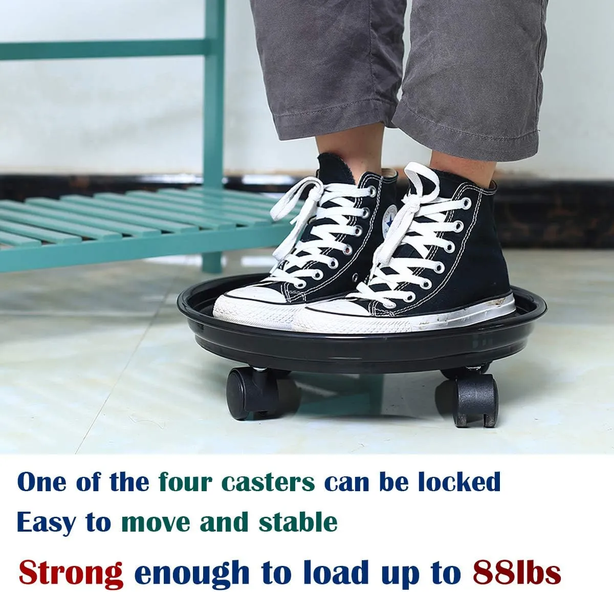 Circloophs 5 Packs Plastic Rolling Plant Caddy with Casters Heavy Duty 12 inches Plant Dolly with Wheels for Moving Heavy Plant Pot Saucers Inddor and Outdoor, White