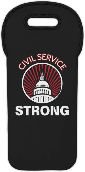 Civil Service Strong Wine Tote Bag, Reusable Wine Carrier, Gift for Federal Government Workers, Anti-Trump Gift