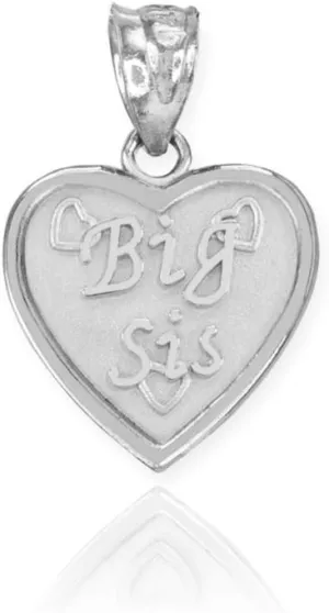 Claddagh Gold 925 Sterling Silver Big Sis Heart Best Friends Forever Charm Pendant