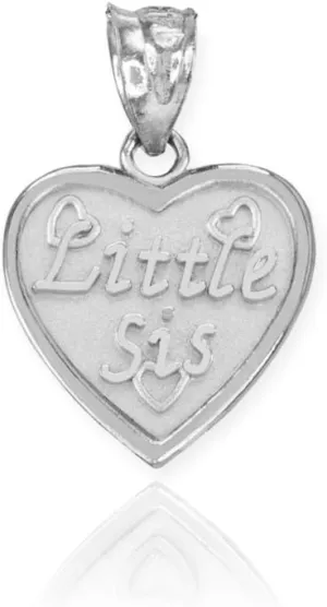 Claddagh Gold 925 Sterling Silver Little Sis Heart Best Friends Forever Charm Pendant