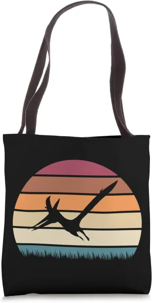 Classic Retro Sunset Pterodactyl Jurassic Dinosaur Tote Bag
