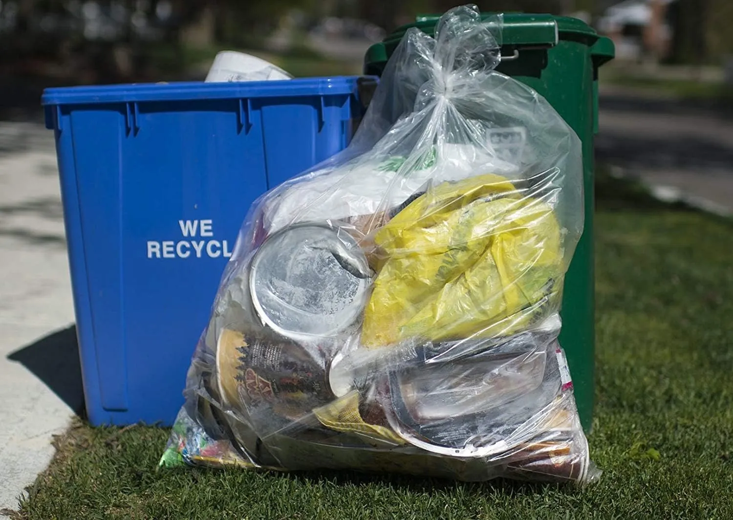 Clear Can Liners Trash Bags - Large Transparent, Heavy-duty Recycling Garbage Bags - Perfect for Commercial Use for Anywhere - 39 Gallon & 1.5mil Thick Clear (100)