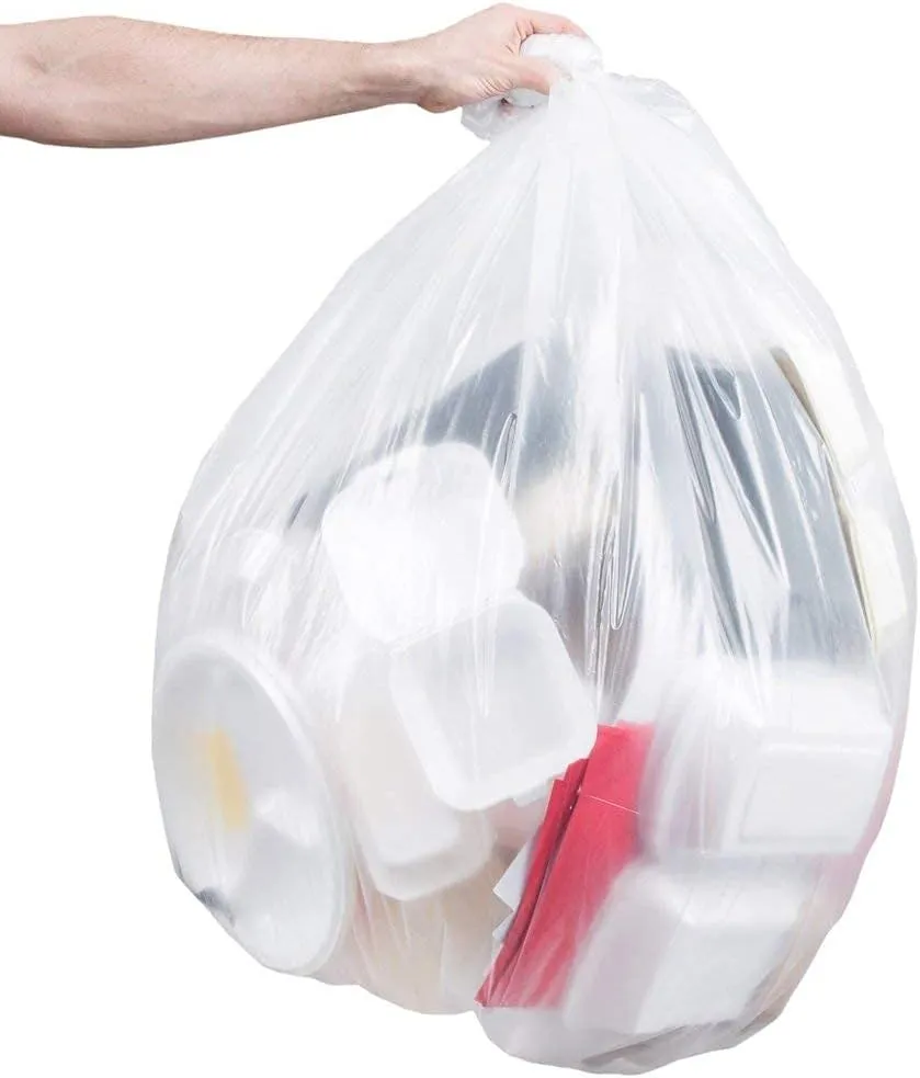 Clear Can Liners Trash Bags - Large Transparent, Heavy-duty Recycling Garbage Bags - Perfect for Commercial Use for Anywhere - 39 Gallon & 1.5mil Thick Clear (100)