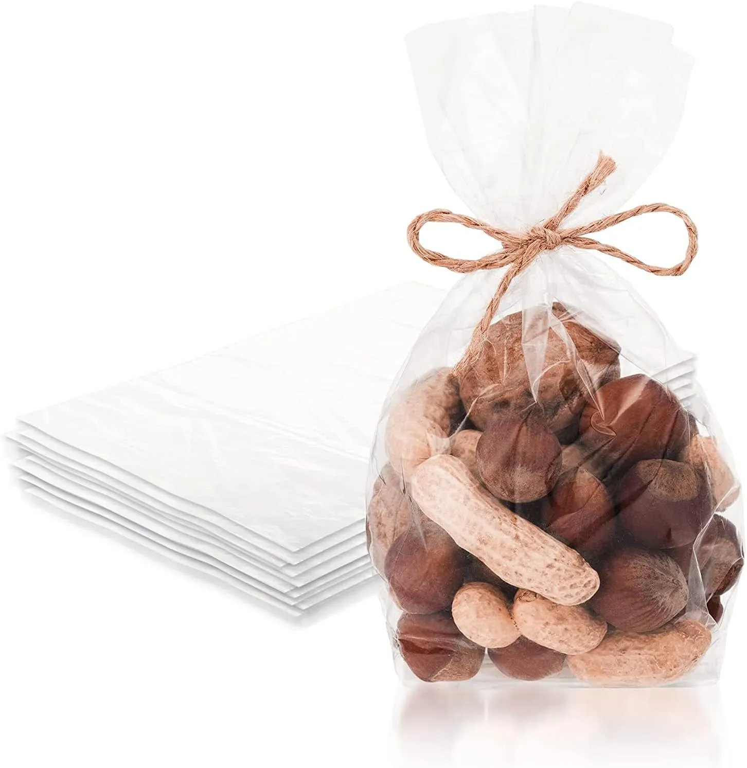 Clear Gusseted Poly Bags, 5 x 3 x 15 Inch. 100 Pack Side Gusseted Plastic Bags 1 Mil. Leakproof Clear Plastic Bags for Packaging. Clear Gift Bags for Favors, Fruits, Grains, Coffee Beans