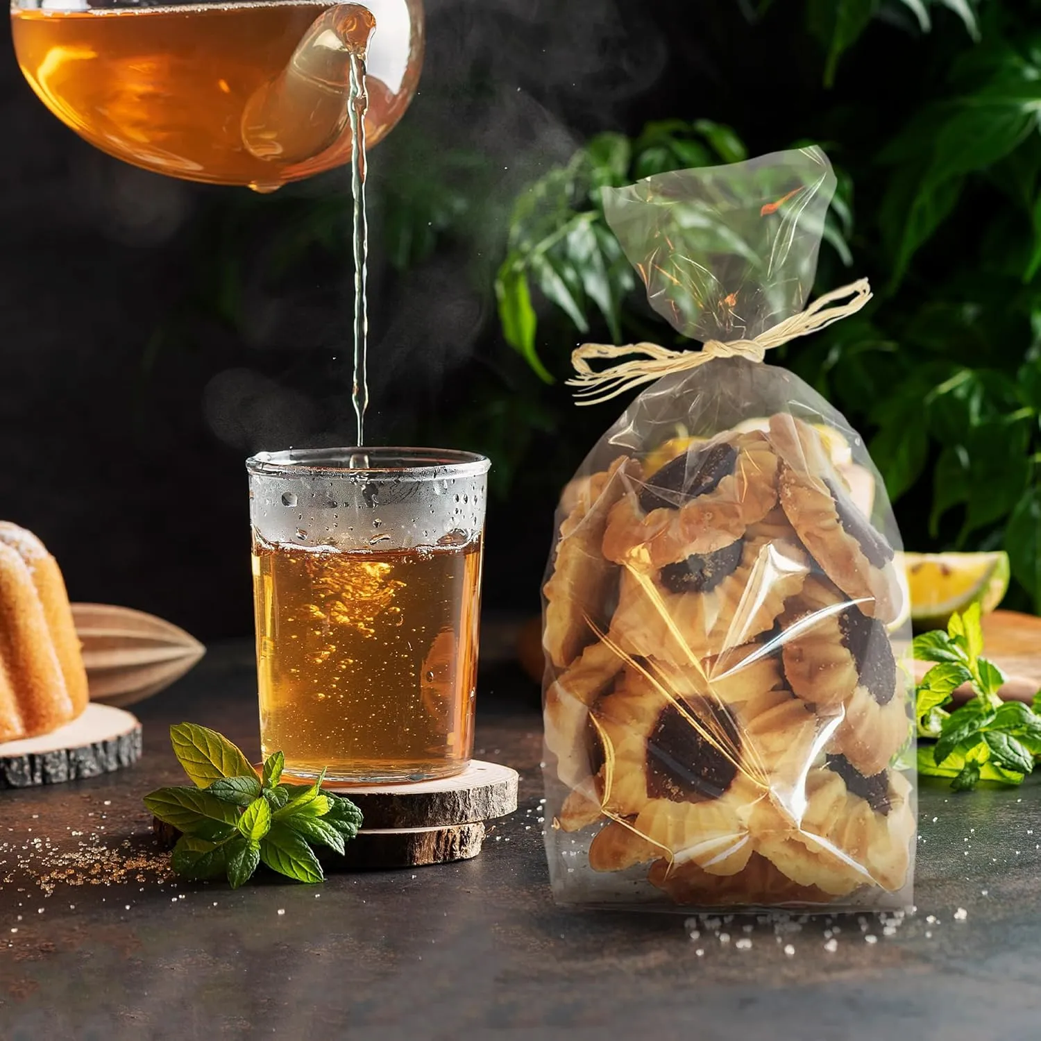 Clear Gusseted Poly Bags, 5 x 3 x 15 Inch. 100 Pack Side Gusseted Plastic Bags 1 Mil. Leakproof Clear Plastic Bags for Packaging. Clear Gift Bags for Favors, Fruits, Grains, Coffee Beans