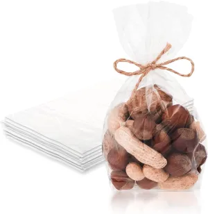 Clear Gusseted Poly Bags, 5 x 3 x 15 Inch. 100 Pack Side Gusseted Plastic Bags 1 Mil. Leakproof Clear Plastic Bags for Packaging. Clear Gift Bags for Favors, Fruits, Grains, Coffee Beans