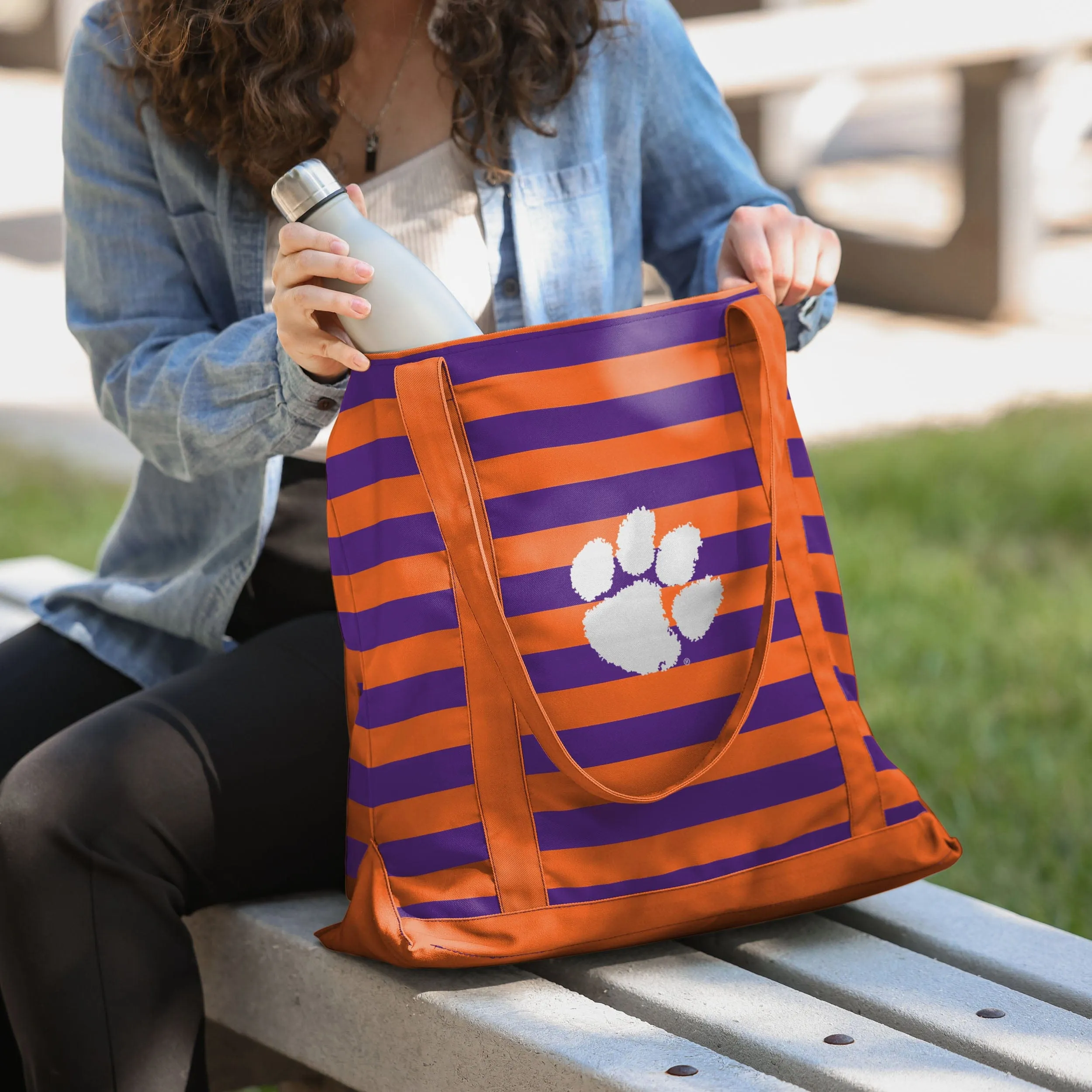 Clemson Tigers Team Stripe Canvas Tote Bag