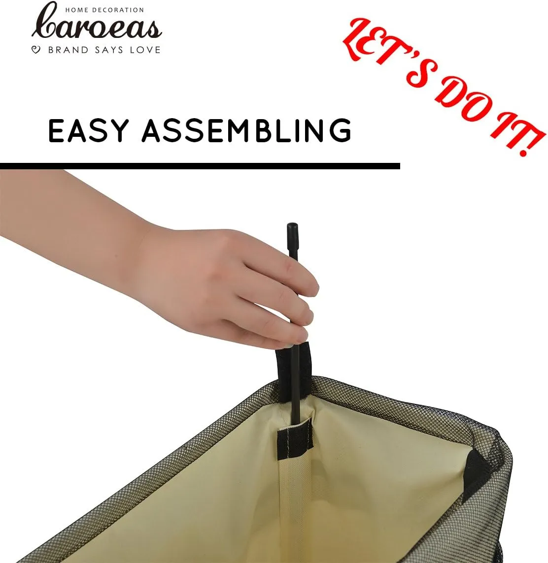 Cloth Clothes Basket, Caroeas 24" Handy Hanging Laundry Basket Tall & Slim Hamper Waterproof Laundry Bag Collapsible Travel Laundry Bag with Breathable Mesh Cover & Soft Handle Laundry Hamper (Grey1)