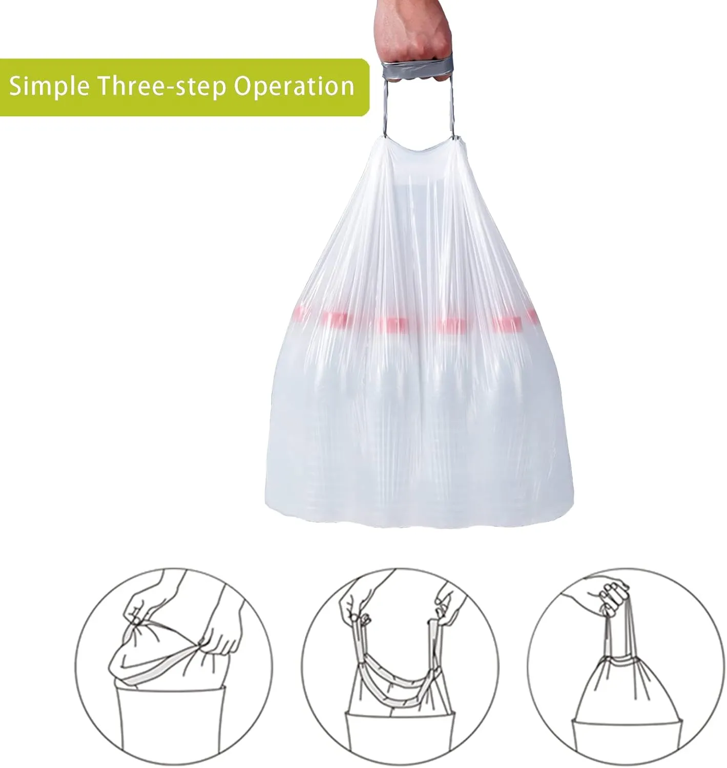 Code M (200 Count) 12 Gallon Heavy Duty Drawstring Plastic Trash Bags Compatible with simplehuman Code M | 1.2 Mil | White | 45 Liter