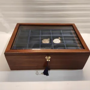 Coins&More Wooden Case Storage Case for Pocket Watch 45pcs