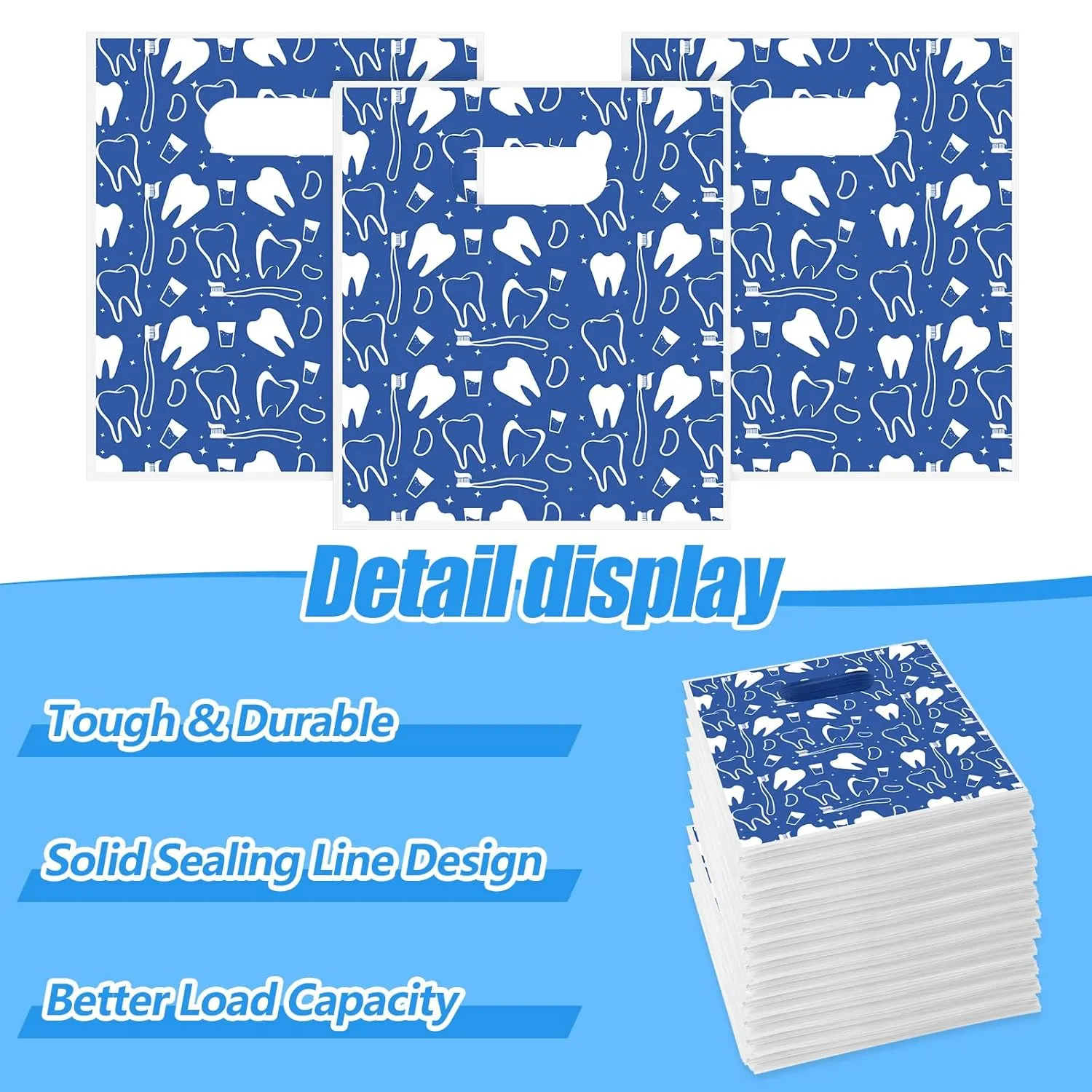 Colarr 200 Pcs Dental Bags for Patients Bulk 9 x 8 Inches Plastic Dental Tooth Merchandise Goodie Bag for Hygienist Dentist Patient Care Clinics Encouragement Gifts Party Favors(Novelty Style)