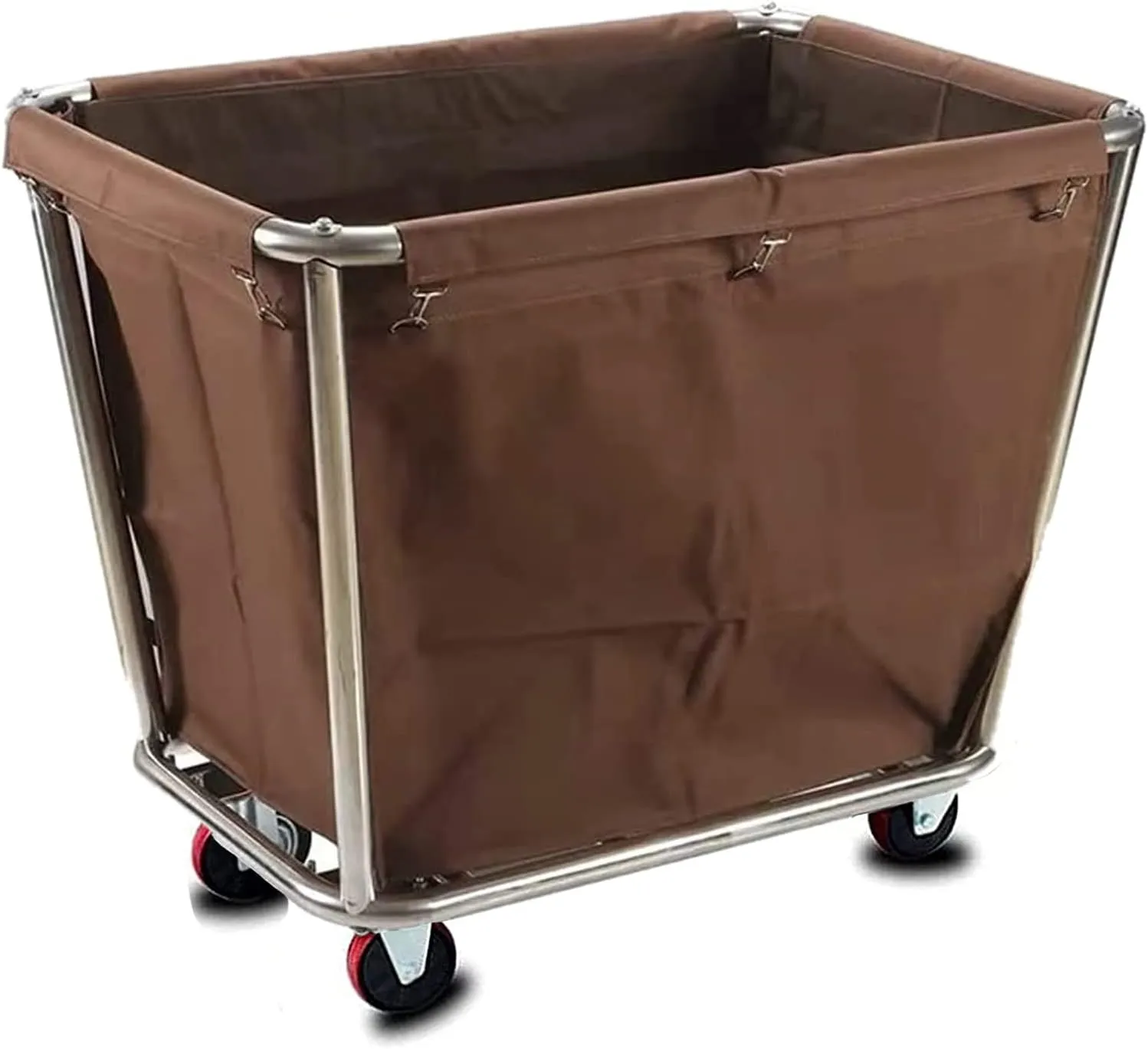 Commercial Heavy-Duty Laundry Hampers Cart,Large Stainless Steel Storage Trolley Cart with Wheels,Rolling Baskets Trucks with Removable Canvas Liners Bag for Lndustrial/Home (4-Zong)