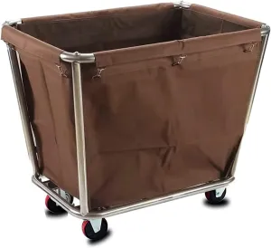 Commercial Heavy-Duty Laundry Hampers Cart,Large Stainless Steel Storage Trolley Cart with Wheels,Rolling Baskets Trucks with Removable Canvas Liners Bag for Lndustrial/Home (4-Zong)