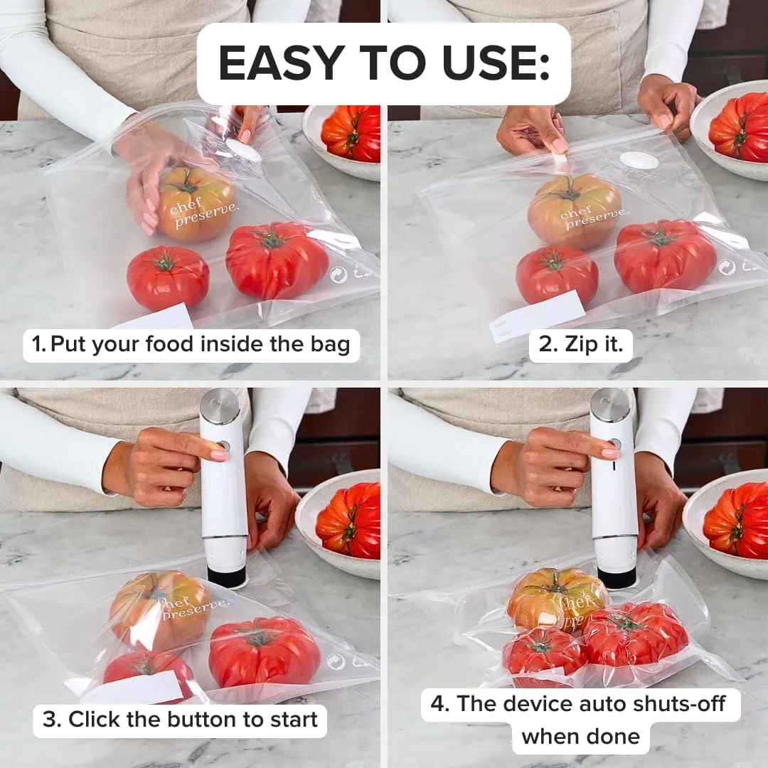 Compact Vacuum Sealer for Food (Vacuum Sealer Machine   30 Reusable Vacuum Bags) Powerful Handheld Vacuum Sealer Machine, Seal Meal Saver, Portable Food Sealer