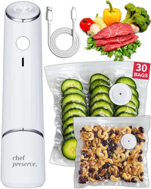 Compact Vacuum Sealer for Food (Vacuum Sealer Machine   30 Reusable Vacuum Bags) Powerful Handheld Vacuum Sealer Machine, Seal Meal Saver, Portable Food Sealer