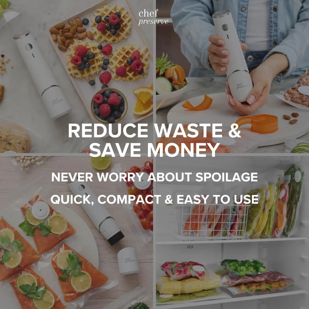 Compact Vacuum Sealer for Food (Vacuum Sealer Machine   30 Reusable Vacuum Bags) Powerful Handheld Vacuum Sealer Machine, Seal Meal Saver, Portable Food Sealer