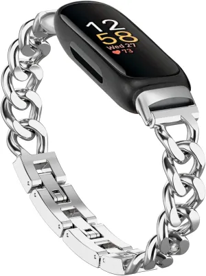 Cool Bands for Fitbit Inspire 2 Inspire HR Bands Women, Stainless Steel Metal Adjustable Wristband Replacement Straps Compatible with Fitbit Inspire 2 / Inspire HR/Inspire