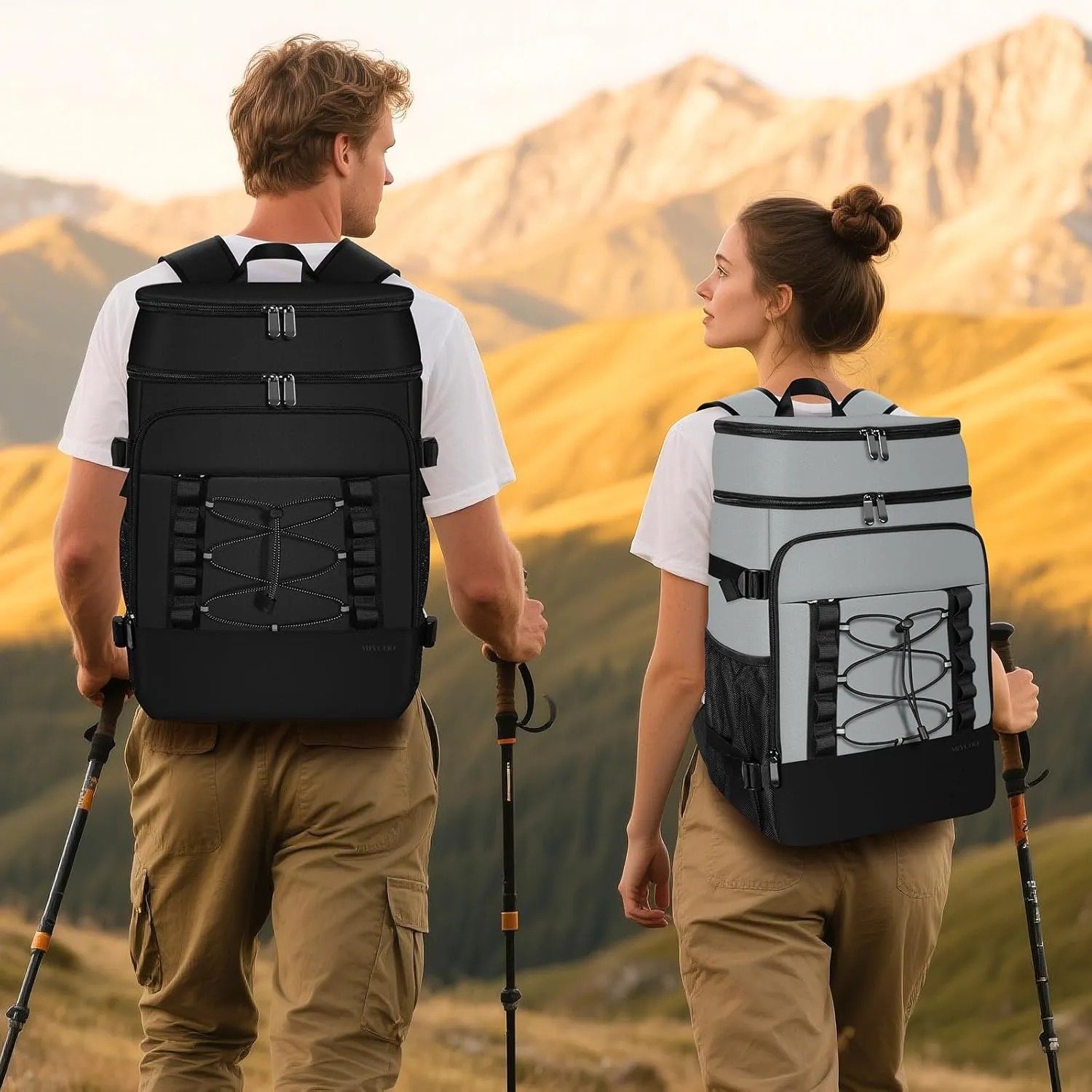 Cooler Backpack - 40 Cans Insulated Backpack Cooler for Men & Women, Portable 2 Leak Proof Compartments Coolers Bag for Picnic, Lunch, Hiking, BBQ Camping and Beach - MIYCOO