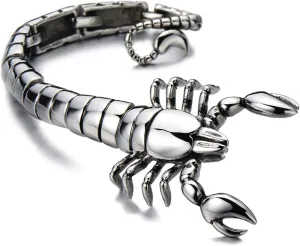 COOLSTEELANDBEYOND Mens Stainless Steel Large Scorpion Bangle Bracelet