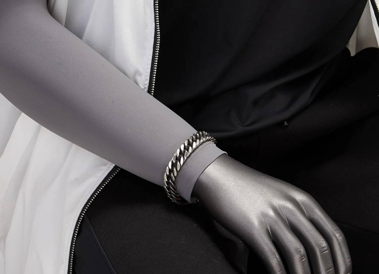 COOLSTEELANDBEYOND Mens Stainless Steel Two-tone Curb Chain Bangle Bracelet, Satin Finish