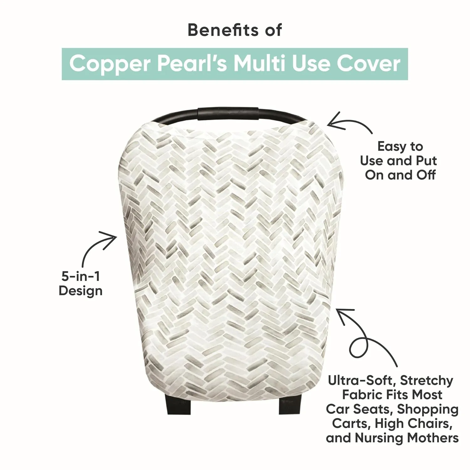 Copper Pearl Multi-Use Cover: Car Seat Covers, Nursing Cover, and Stroller Cover for Sun - Stretchy Fabric, All-Season Use, Stylish Designs, Easy Access for Moms - Cindy