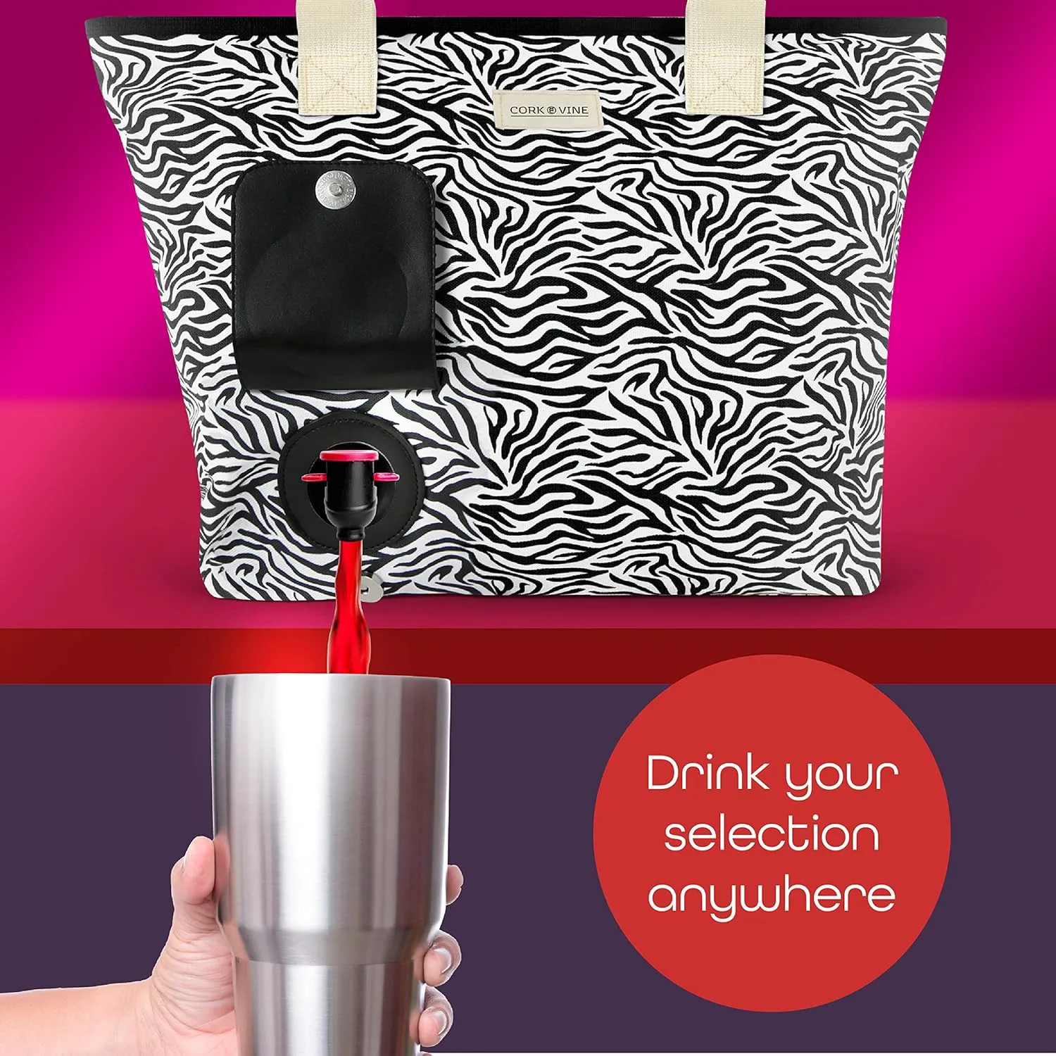 CORK & VINE Wine Tote Bag, Insulated Leakproof Wine Cooler Bag with Nautical Rope Strap | 3x 1.5 Liters Beverage Bag Included
