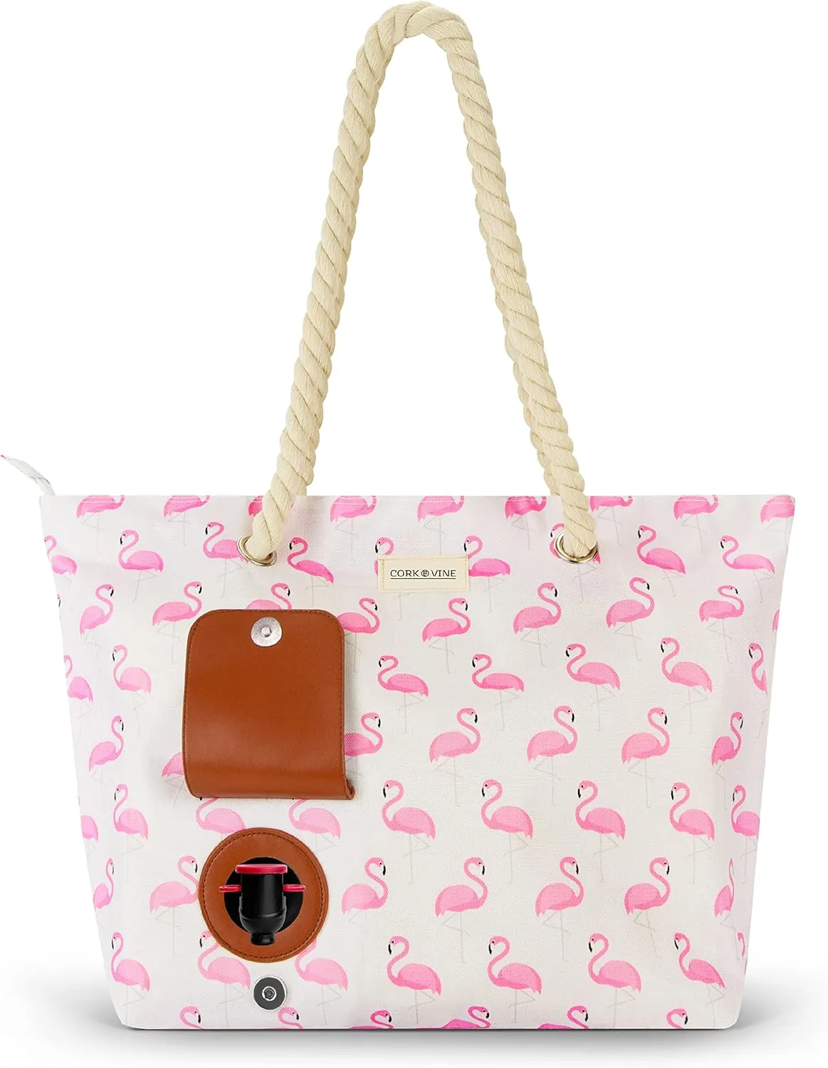 CORK & VINE Wine Tote Bag, Insulated Leakproof Wine Cooler Bag with Nautical Rope Strap | 3x 1.5 Liters Beverage Bag Included