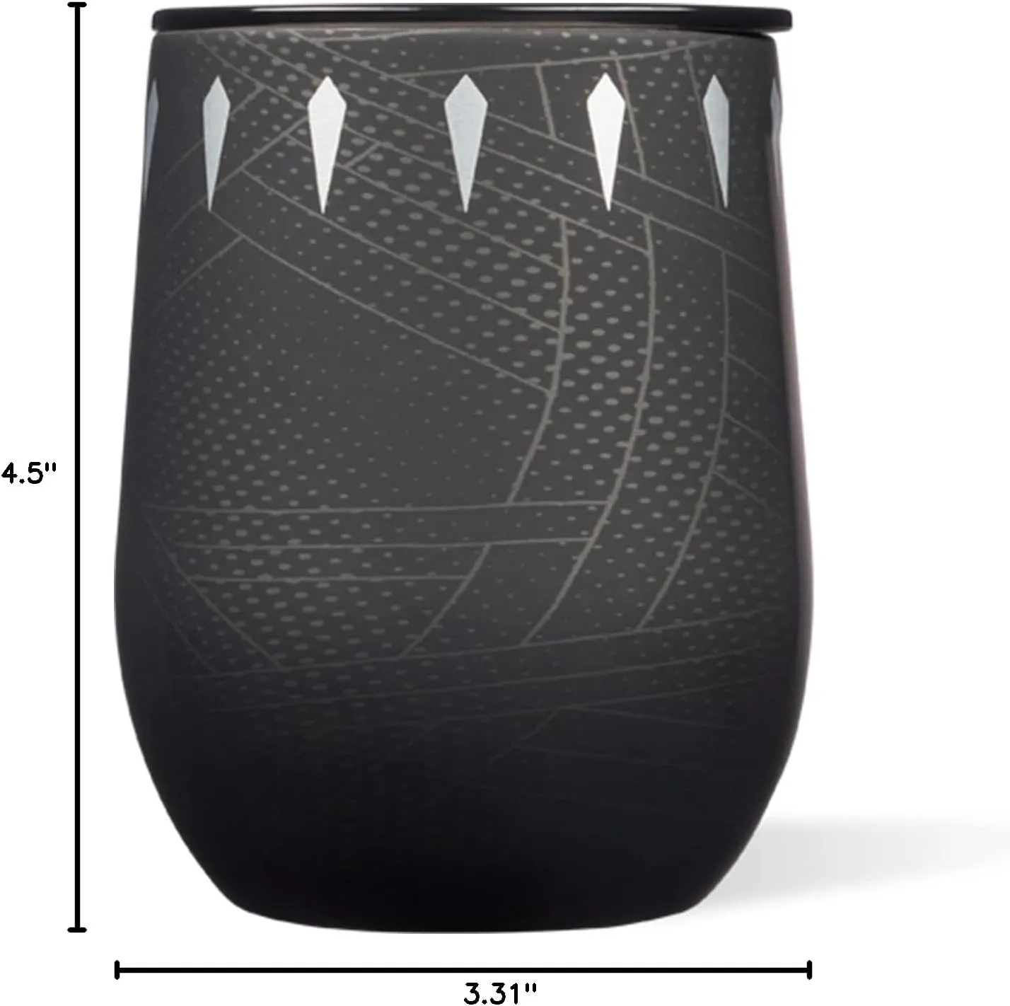 Corkcicle Marvel Black Panther 12 oz Triple-Insulated Stemless Insulated Reusable Cup with Lid and Silicone Bottom