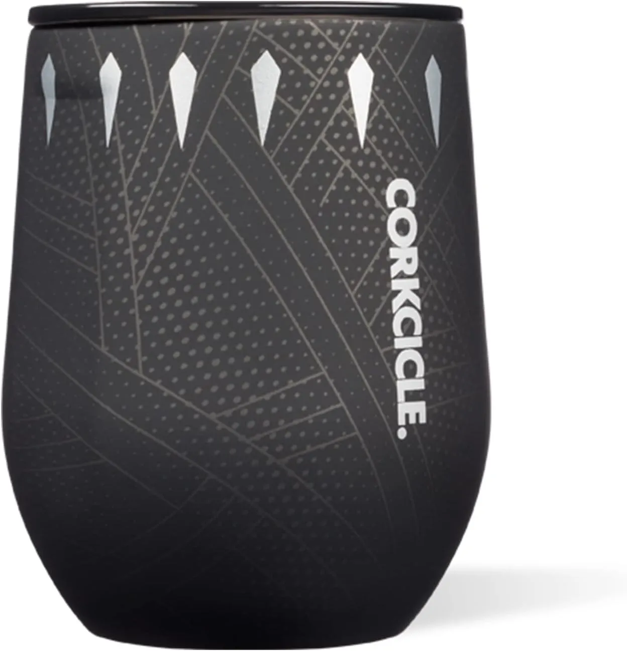 Corkcicle Marvel Black Panther 12 oz Triple-Insulated Stemless Insulated Reusable Cup with Lid and Silicone Bottom