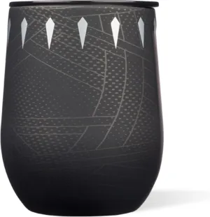 Corkcicle Marvel Black Panther 12 oz Triple-Insulated Stemless Insulated Reusable Cup with Lid and Silicone Bottom