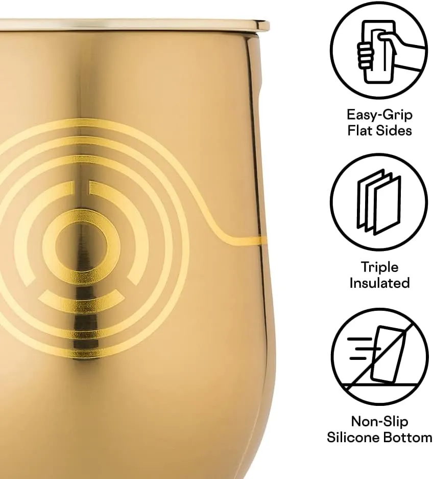 Corkcicle Star Wars 12 Ounce Stainless Steel Stemless Cup w/Lid, C-3PO