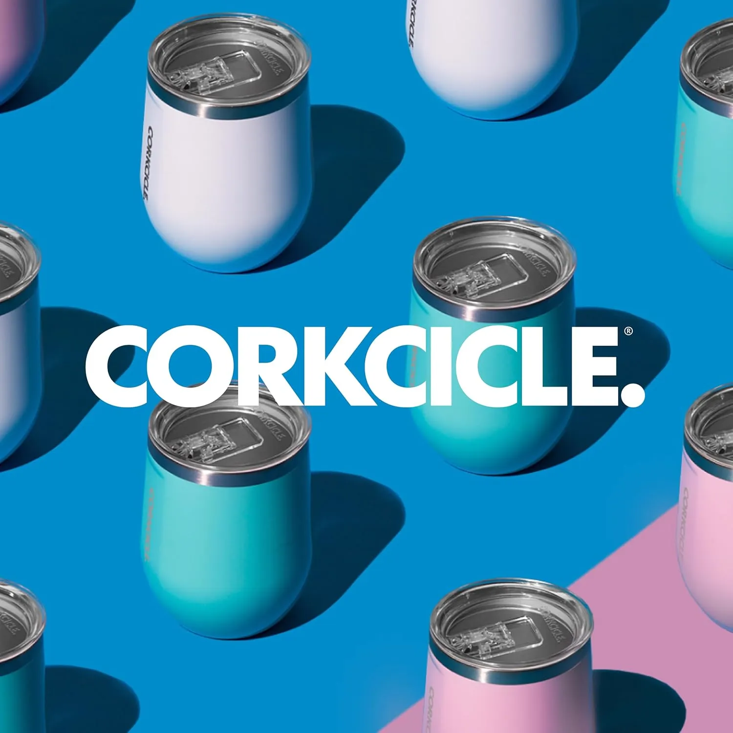 Corkcicle x Rifle Paper Co. Stemless Insulated Wine Glass Tumbler, Garden Party, 12 oz – Stainless Steel Stemless Wine Glass Keeps Beverages Cold 6hrs, Hot 3hrs – Non-Slip, Easy-Grip Insulated Cup