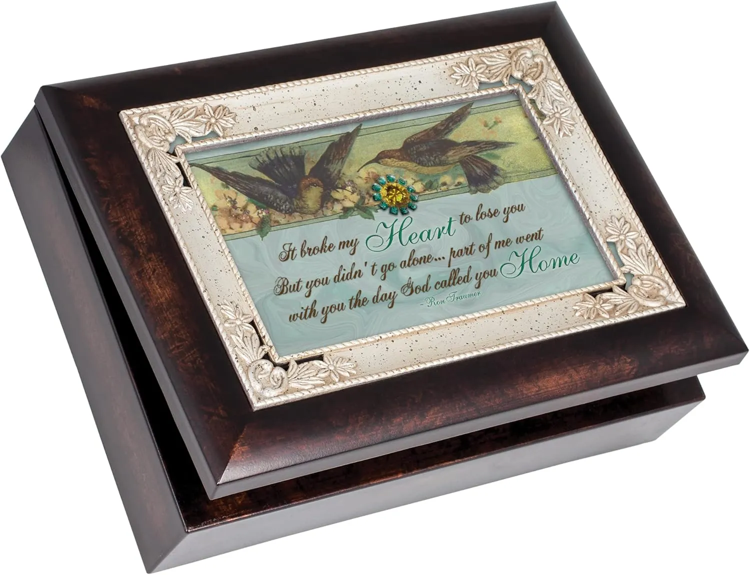Cottage Garden It Broke My Heart to Lose You Burlwood Jewelry Music Box Plays Amazing Grace