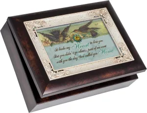 Cottage Garden It Broke My Heart to Lose You Burlwood Jewelry Music Box Plays Amazing Grace