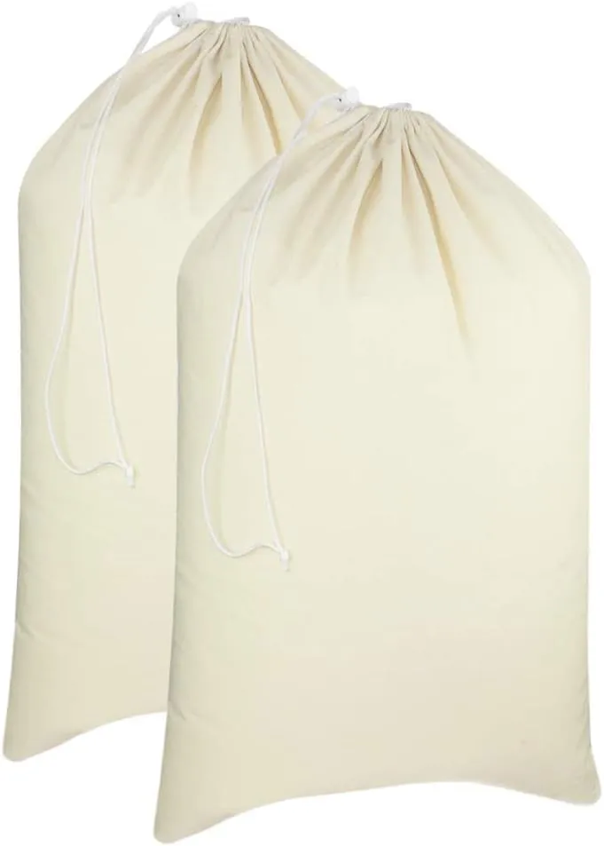 Cotton Craft - 2 Pack Extra Large 100% Cotton Canvas Heavy Duty Laundry Bags - Natural Cotton - 28"x36" - Versatile - Multi Use