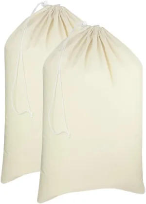 Cotton Craft - 2 Pack Extra Large 100% Cotton Canvas Heavy Duty Laundry Bags - Natural Cotton - 28"x36" - Versatile - Multi Use