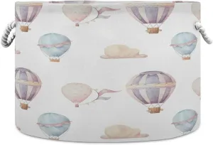 Cotton Rope Basket Watercolor Hot Air Balloon Baby Laundry Basket for Blankets Toys Storage Basket
