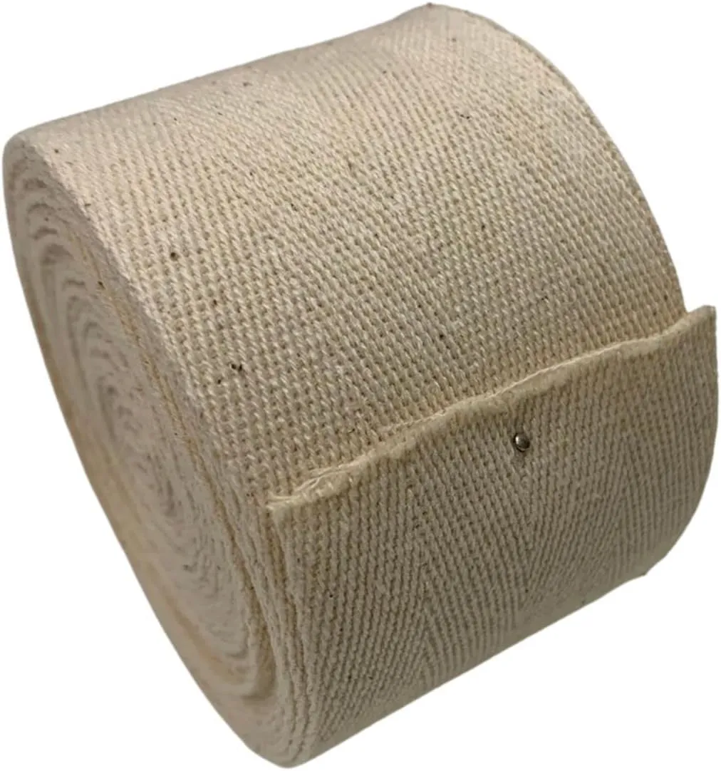 Cotton Webbing Strap 5 Yards Herringbone Twill Tape Trim Sewing Twill Ribbon Strapping Fabric for DIY Crafts Sewing Supplies (Beige, 2 inch)