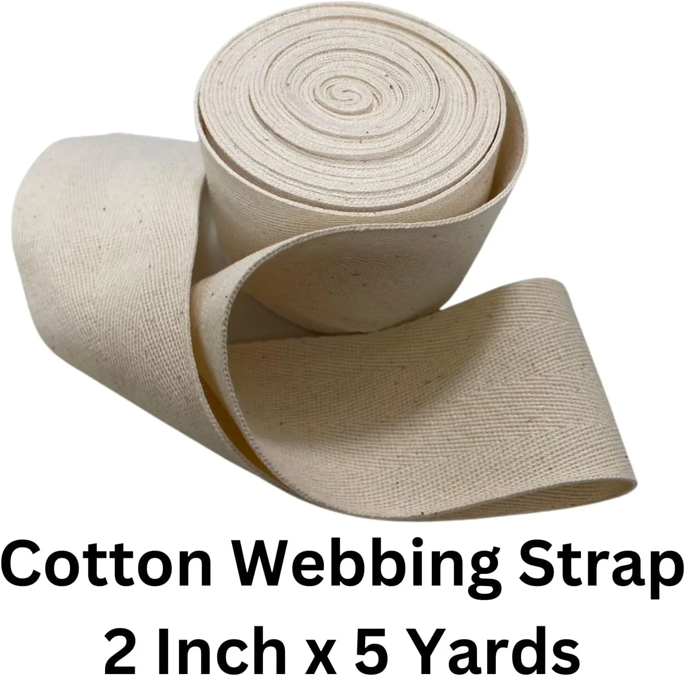 Cotton Webbing Strap 5 Yards Herringbone Twill Tape Trim Sewing Twill Ribbon Strapping Fabric for DIY Crafts Sewing Supplies (Beige, 2 inch)