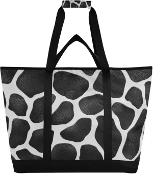 Cow Print Reusable Insulated Lunchbox Cooler Bag, Leakproof Kitchen Grocery Bag Collapsible Portable Cooler Tote Bag for Picnic, Camping, Office, Travel