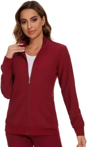 COZYFIT Scrub Jackets for Woman, Zip Front Nurse Jacket, 4-Way Stretch Fabric