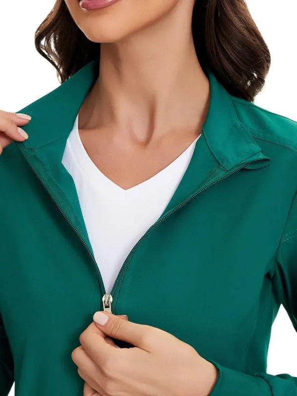 COZYFIT Scrub Jackets for Woman, Zip Front Nurse Jacket, 4-Way Stretch Fabric