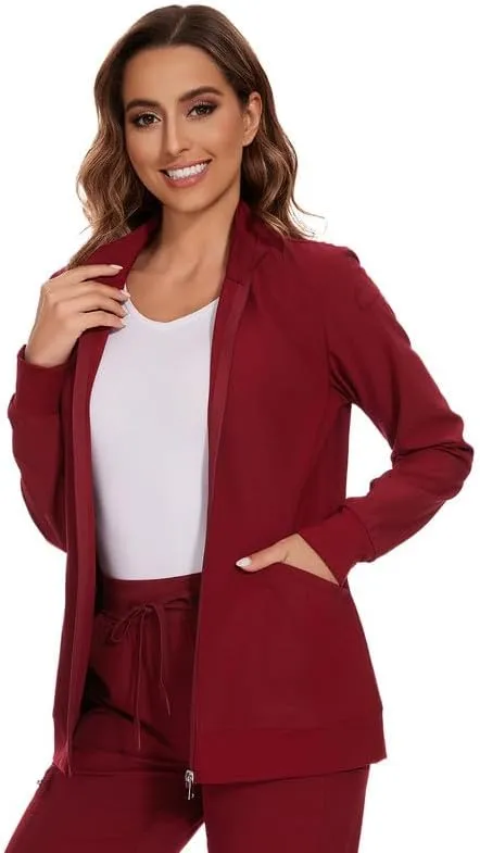 COZYFIT Scrub Jackets for Woman, Zip Front Nurse Jacket, 4-Way Stretch Fabric