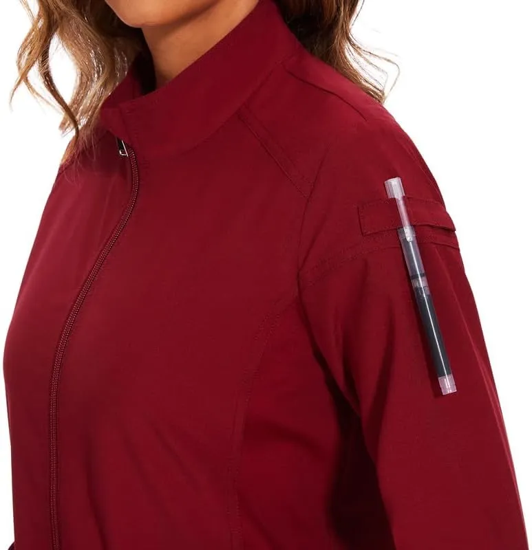 COZYFIT Scrub Jackets for Woman, Zip Front Nurse Jacket, 4-Way Stretch Fabric